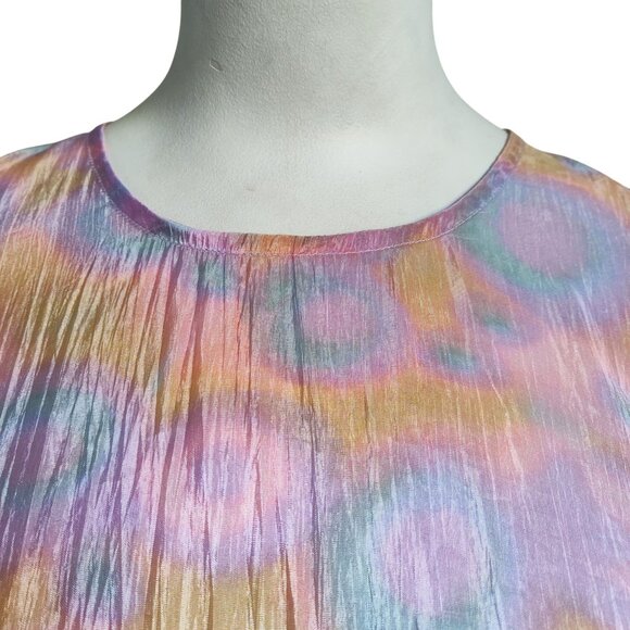 & OTHER STORIES Boho Coquette Puff Sleeve Semi Sheer Pastel Tiered Dress Sz 8 - Picture 8 of 12